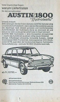 Originale alte Reklame Werbung Austin 1800 v. 1965