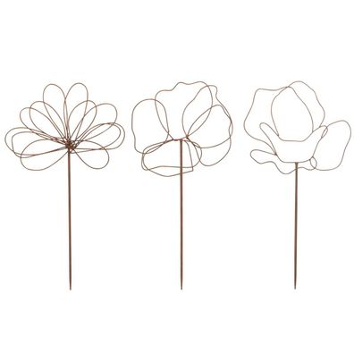 Dekoration Gartenblumen Eisen Rost 3er-Sortiment, H 73 cm, von J-Line