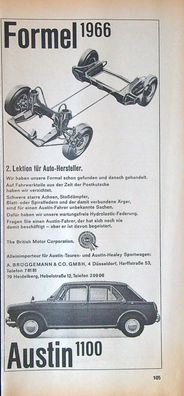 Originale alte Reklame Werbung Austin 1100 v. 1966