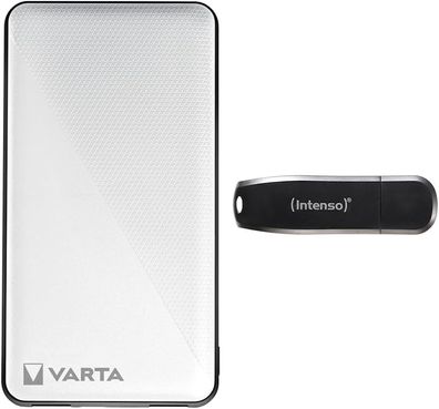 VARTA Power Bank 10000mA Energy 4 Anschlüsse inkl. Intenso Speed 64GB USB-Stick