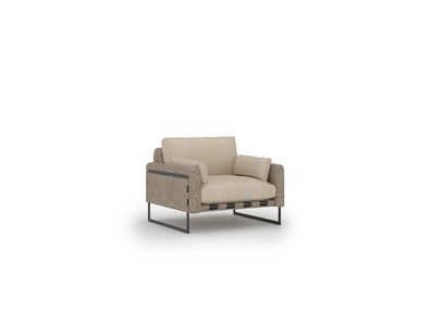 Wohnzimmer Sessel Beige Einrichtung Luxus Sitz Textil Design Polstersesel Neu