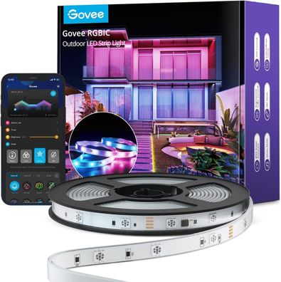 Govee Outdoor RGBIC LED Strip 10m IP65 Wasserdicht Musik Sync Farbwechsel Garten