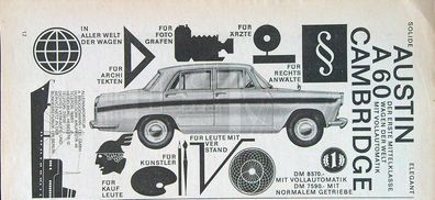 Originale alte Reklame Werbung Austin A 60 Cambridge v. 1961