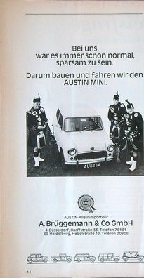 Originale alte Reklame Werbung Austin Mini Cooper v. 1967 (2)