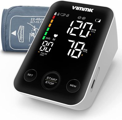 Vimmk Blutdruckmessgerät Oberarm Digital Messgerät Bluthochdruck LED Display
