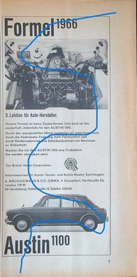 Originale alte Reklame Werbung Austin 1100 v. 1966 (2)
