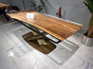 Esszimmertisch Konferenztische Esstisch Epoxidharz Tisch Holz Braun