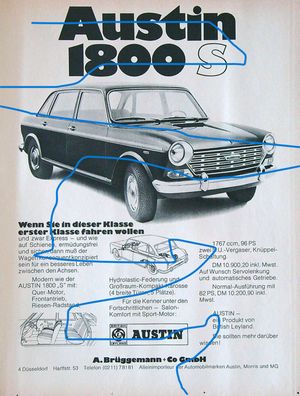 Originale alte Reklame Werbung Austin 1800 S v. 1971