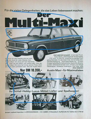 Originale alte Reklame Werbung Austin Maxi v. 1975