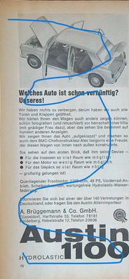 Originale alte Reklame Werbung Austin 1100 v. 1965 (3)