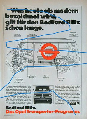 Originale alte Reklame Werbung Bedford Blitz Opel v. 1977