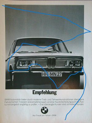 Originale alte Reklame Werbung BMW v. 1969