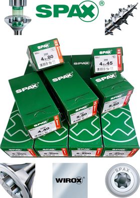 Spax Spanplattenschrauben Torx Senkkopf Holzschrauben WIROX von 3x30 - 6x200 mm