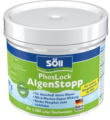 Söll Phosphatentferner 0,5 Kg PhosLock AlgenStopp für 10 Qbm Teichwasser