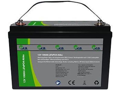 TKA LiFePO4-Akku, 12 V, 100 Ah/1.280 Wh, BMS, für Solaranlagen uvm., 11 kg