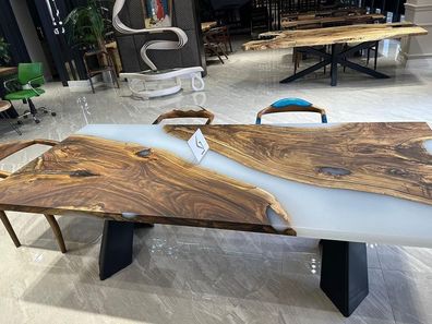 Groß Esszimmertisch Esstisch Epoxidharz Küchentisch Tisch Holz Braun
