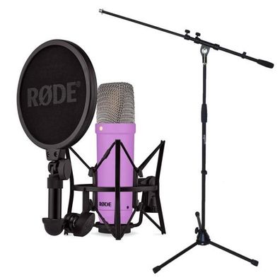 Rode NT1 Signature Purple Mikrofon Lila mit Stativ