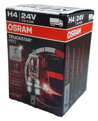 H4 24V 75/70W P43t Truckstar® PRO NEXT GEN + 120% 1st OSRAM 64196TSP