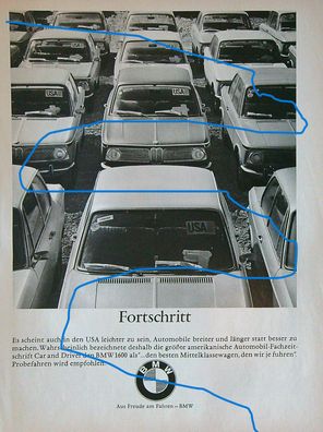 Originale alte Reklame Werbung BMW 1600 v. 1969
