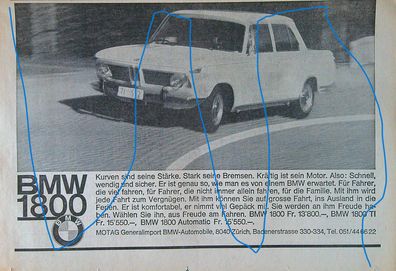 Originale alte Reklame Werbung BMW 1800 v. 1965 (5)