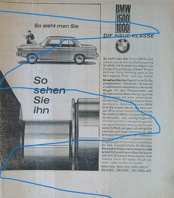 Originale alte Reklame Werbung BMW v. 1963 (8)