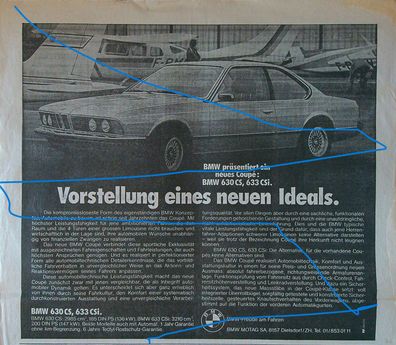 Originale alte Reklame Werbung BMW 630 633 CS v. 1976 (12)