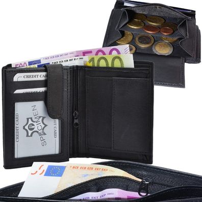 Geldbörse Leder Kombibörse schwarz mit Reißverschluss Maße: ca. 12,0 cm x 9,0 cm