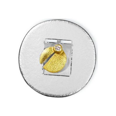 ARS Silberbrosche mit 750 Gelbgold und Diamant 10293