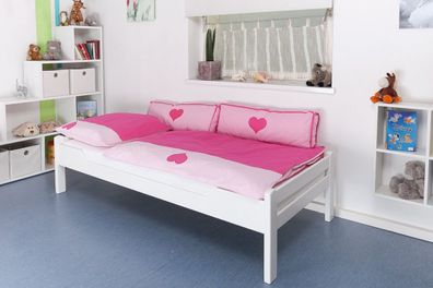 Kinderbett / Jugendbett "Easy Premium Line" K1/1n, Buche Vollholz massiv weiß la