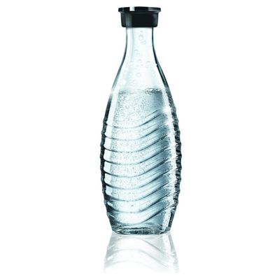SodaStream Glaskaraffe klar Wassersprudler mit schwarzem Deckel 615ml
