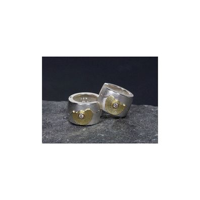 ARS Silbercreolen mit 750 Gelbgold und Brillanten 15399