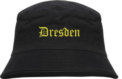 Dresden Fischerhut - Altdeutsch - Gelb bestickt - Bucket Hat Anglerhut Hut