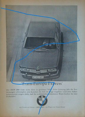 Originale alte Reklame Werbung BMW 2000 v. 1966 (20)