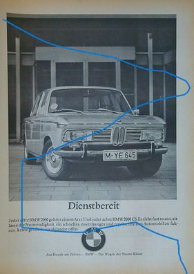 Originale alte Reklame Werbung BMW 2000 v. 1967 (23)