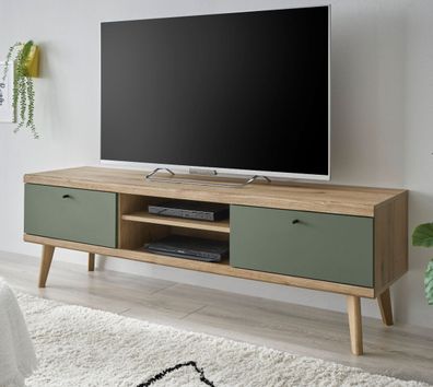 TV-Lowboard in Salbei Eiche Unterteil für Flat-TV Board 160 cm Fernsehtisch Juna