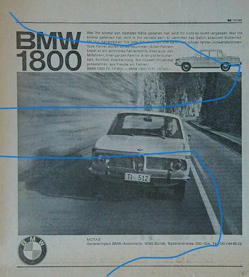 Originale alte Reklame Werbung BMW 1600 1800 2000 v. 1965 (27)