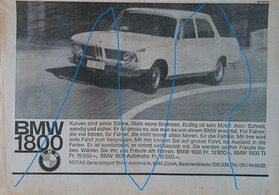 Originale alte Reklame Werbung BMW 1800 v. 1965 (28)