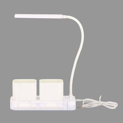 Esschert Design LED Pflanzenlampe mit 2 Töpfen in weiß mit USB Anschluss