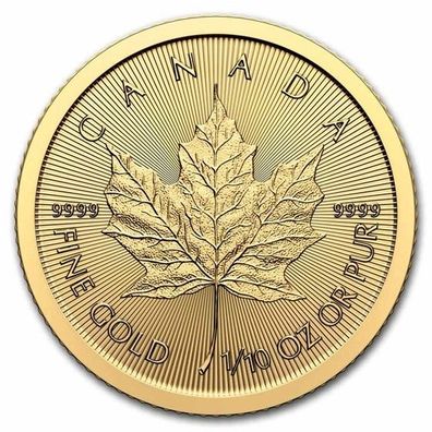 Goldmünze Maple Leaf 2024 1/10 oz 999.9 Feingold Royal Canadian Mint