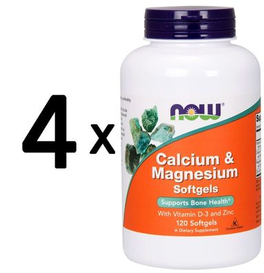 4 x Calcium & Magnesium with Vit D and Zinc - 120 softgels