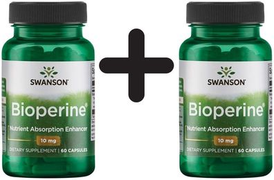 2 x Bioperine Nutrient Absorption Enhancer, 10mg - 60 caps