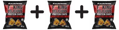 3 x Fitking Delicious Protein Chips, Barbecue - 60g