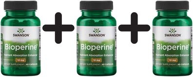 3 x Bioperine Nutrient Absorption Enhancer, 10mg - 60 caps