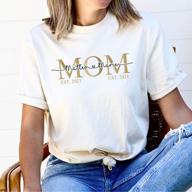 Personalisiertes T-Shirt MOM | Mom Shirt mit Kindernamen | Shirt mit Geburtsjahren