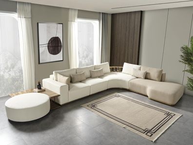 Weißes Modernes Ecksofa L-Form Couch Luxus Polstersofa Wohnzimmermöbel