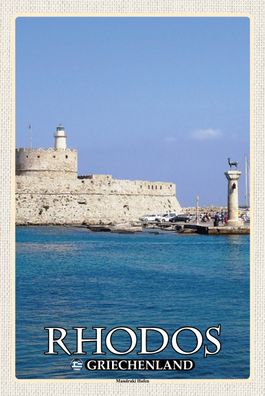 Top-Schild m. Kordel, versch. Größen, RHODOS, Griechenland, Mandraki Hafen, neu & ovp