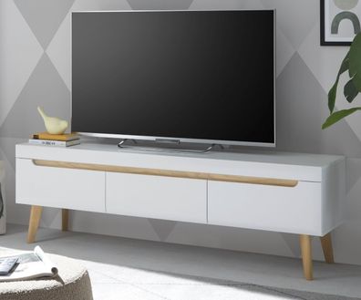 TV-Lowboard in weiß matt Eiche Unterteil für Flat-TV Board 160 cm Fernsehtisch Isgard