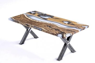 Küchentisch Esstisch Epoxidharz Esszimmertisch Tisch 160 cm Holz Braun