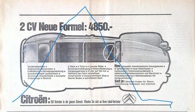 Originale alte Reklame Werbung 2 CV v. 1966