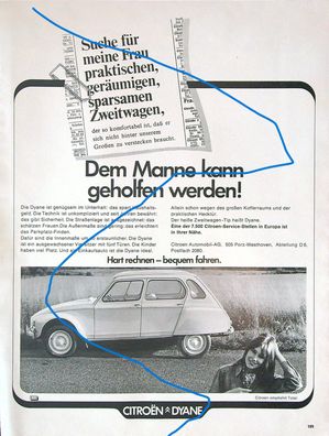 Originale alte Reklame Werbung Citroen Dyane v. 1972